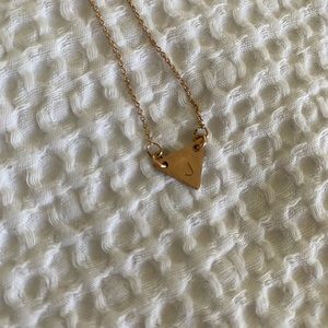 Burnished gold “J” initial necklace